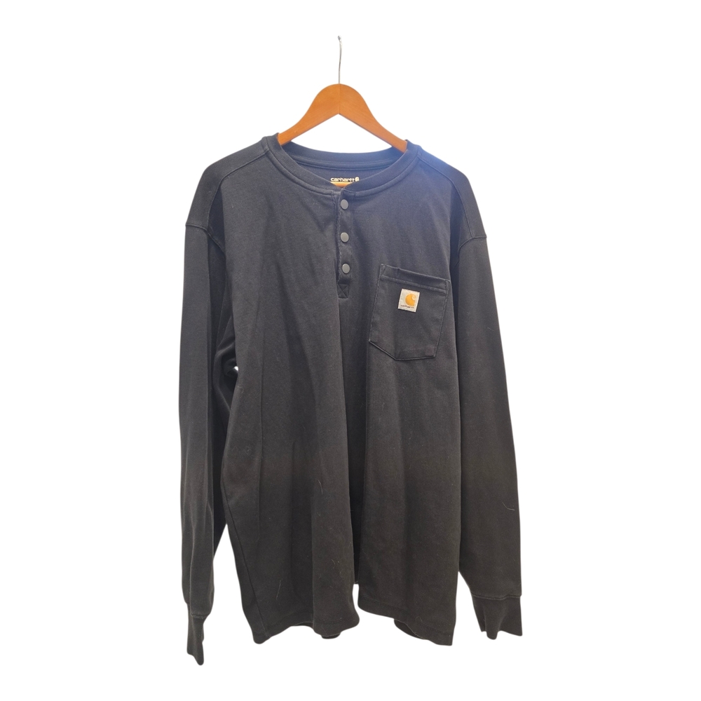 Carhartt Black Long-Sleeve Henley with Chest Pocket